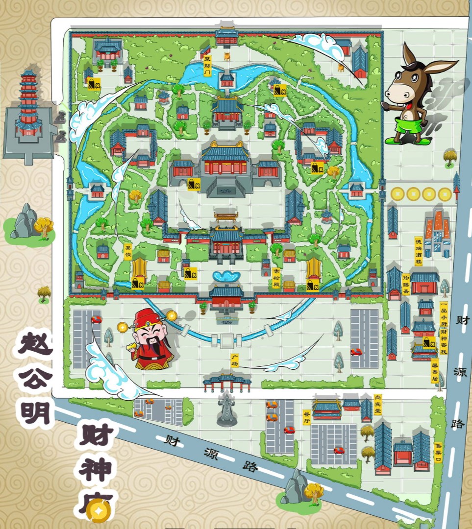 浦江寺庙类手绘地图